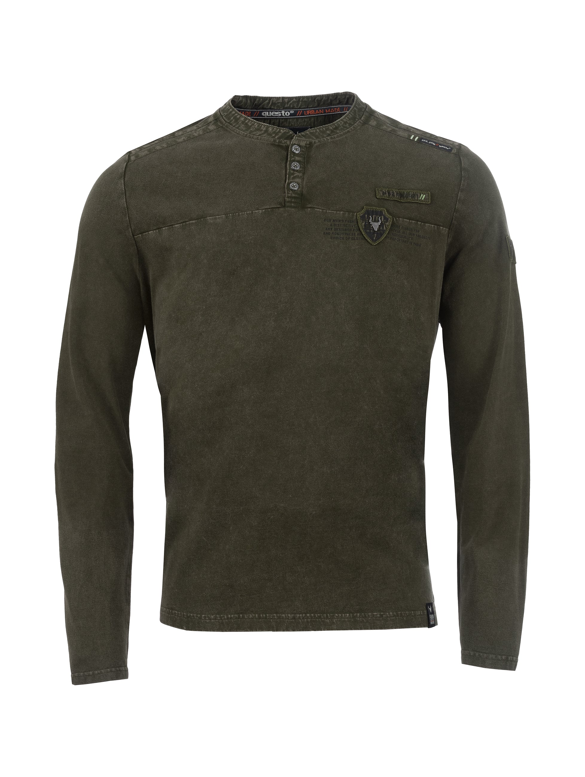 Langarmshirt - Henley Ausschnitt