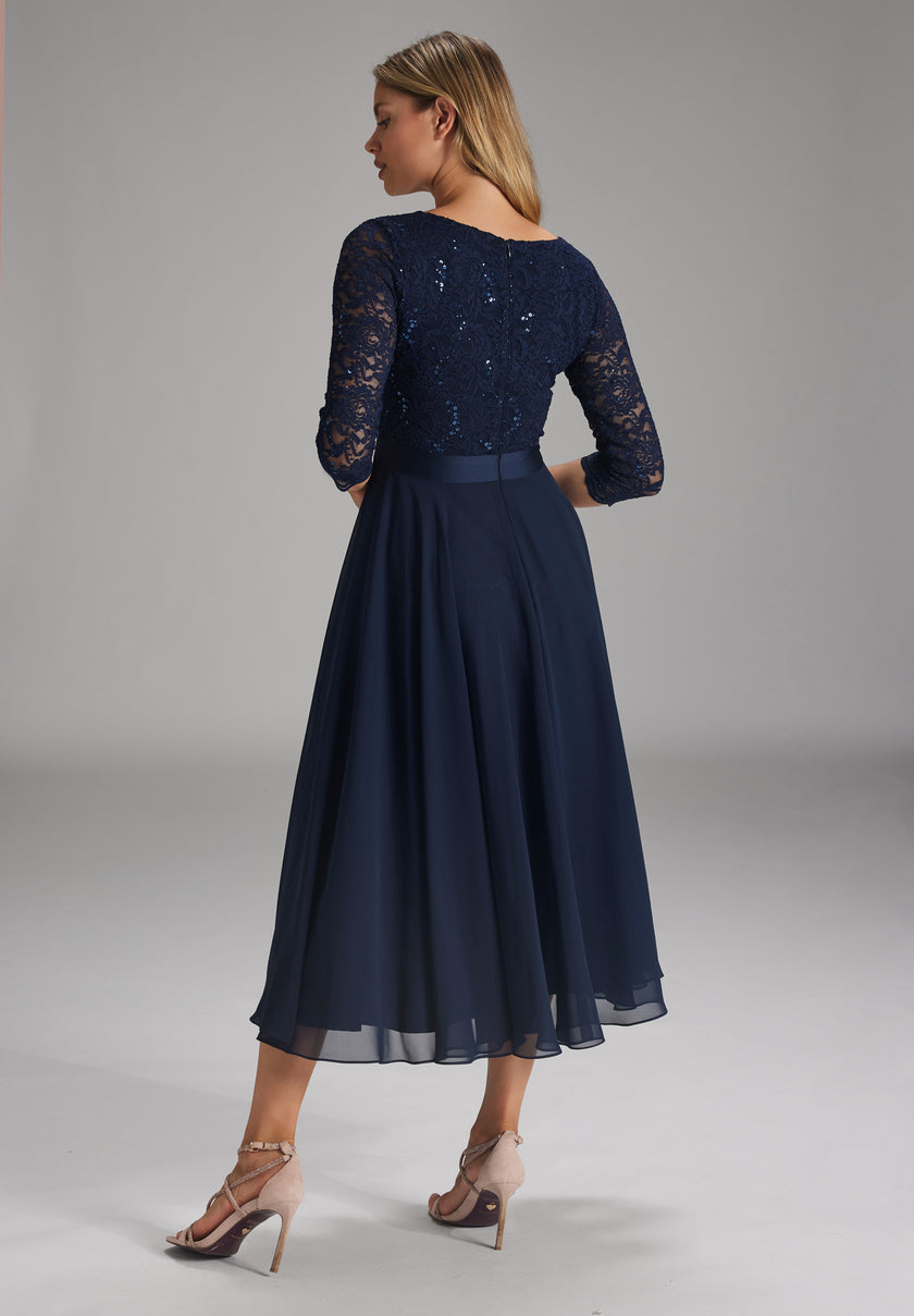 Cocktailkleid - Spitzenbesatz