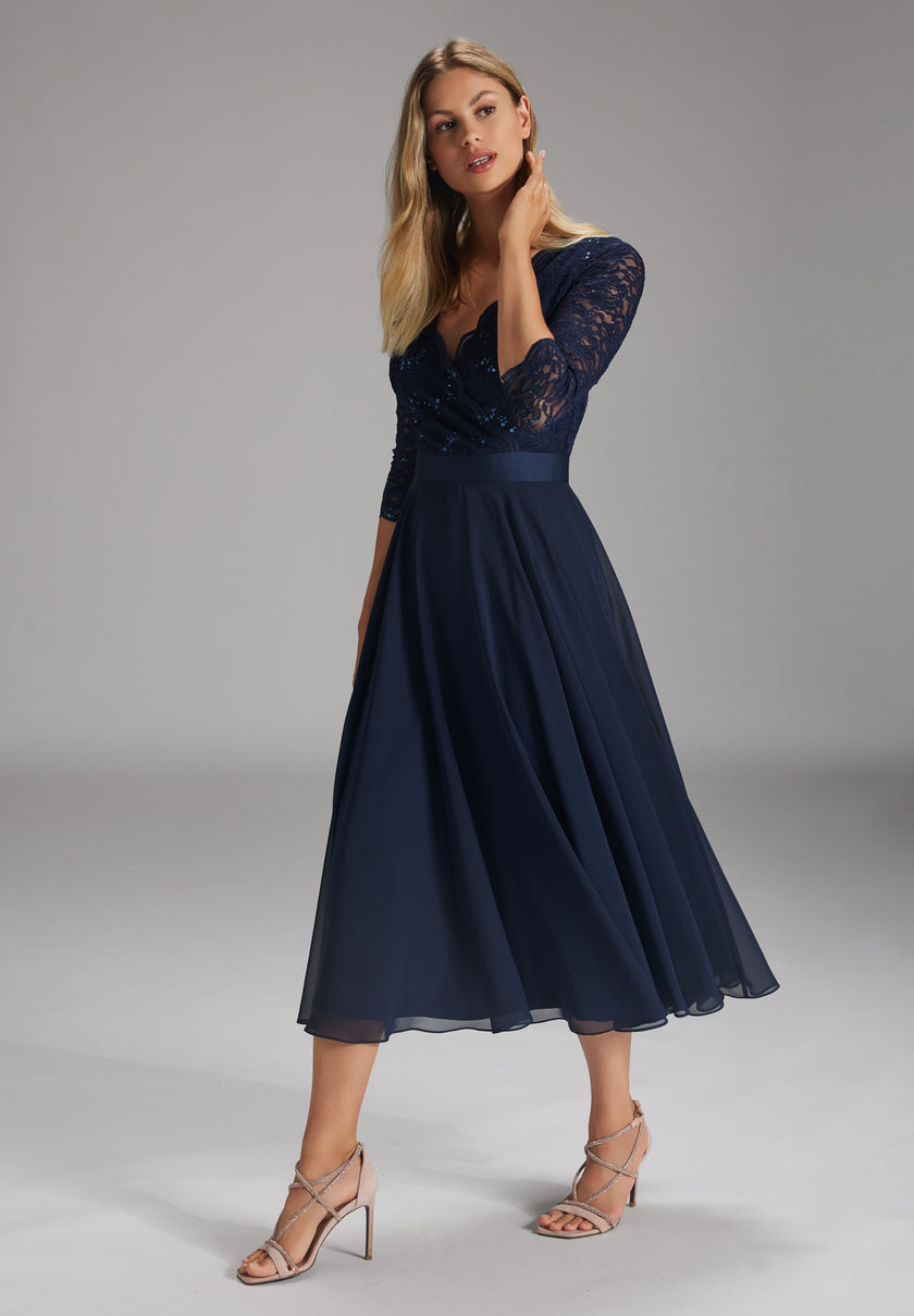 Cocktailkleid - Spitzenbesatz