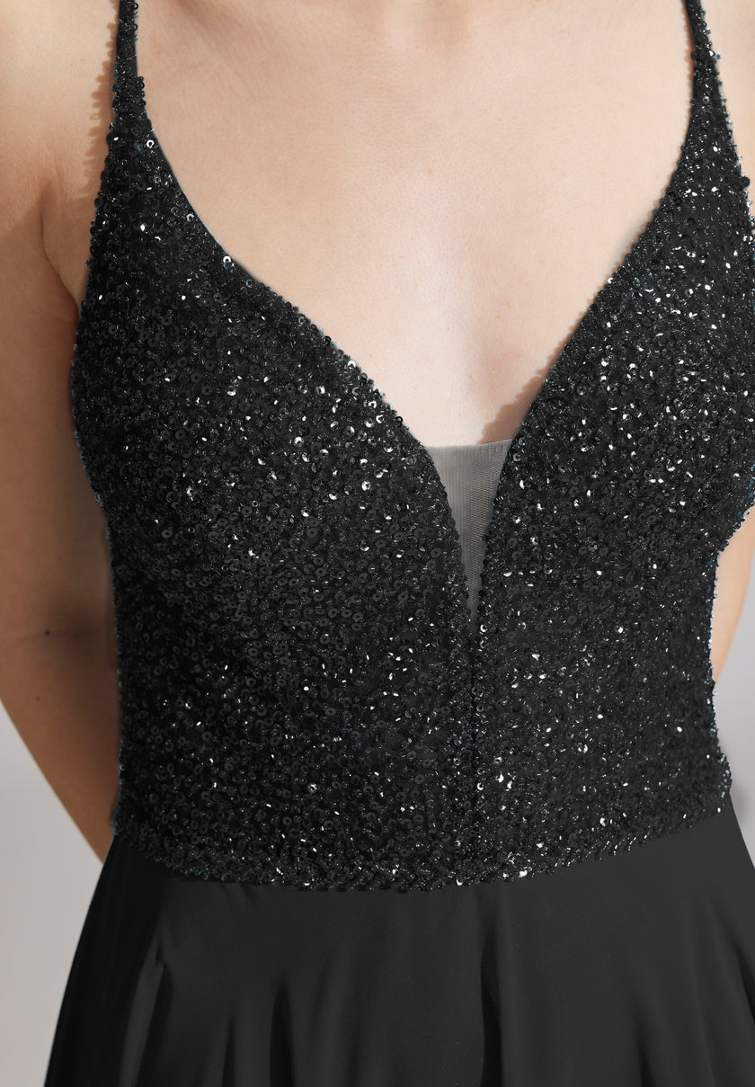 Abendkleid - Materialmix