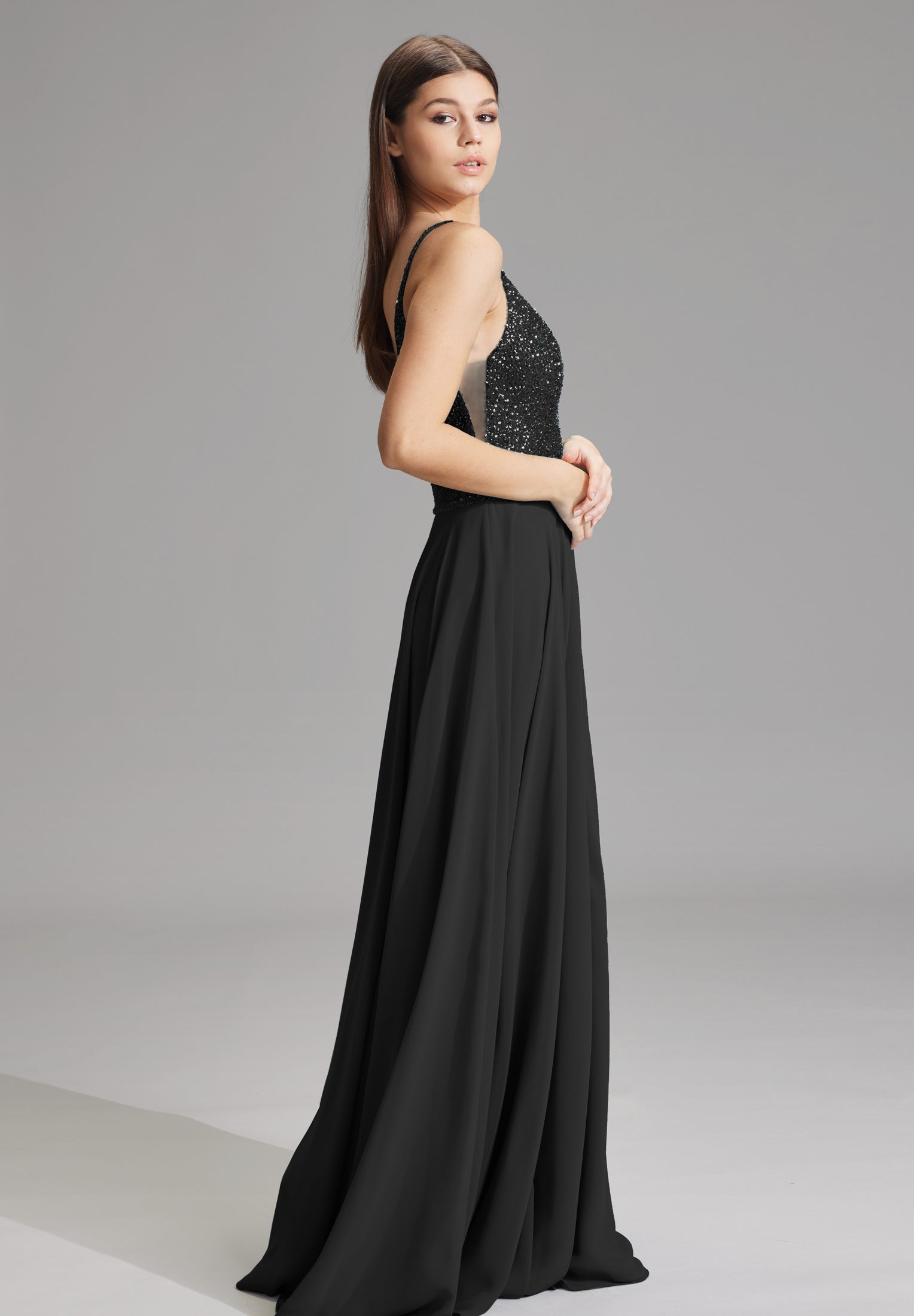 Abendkleid - Materialmix