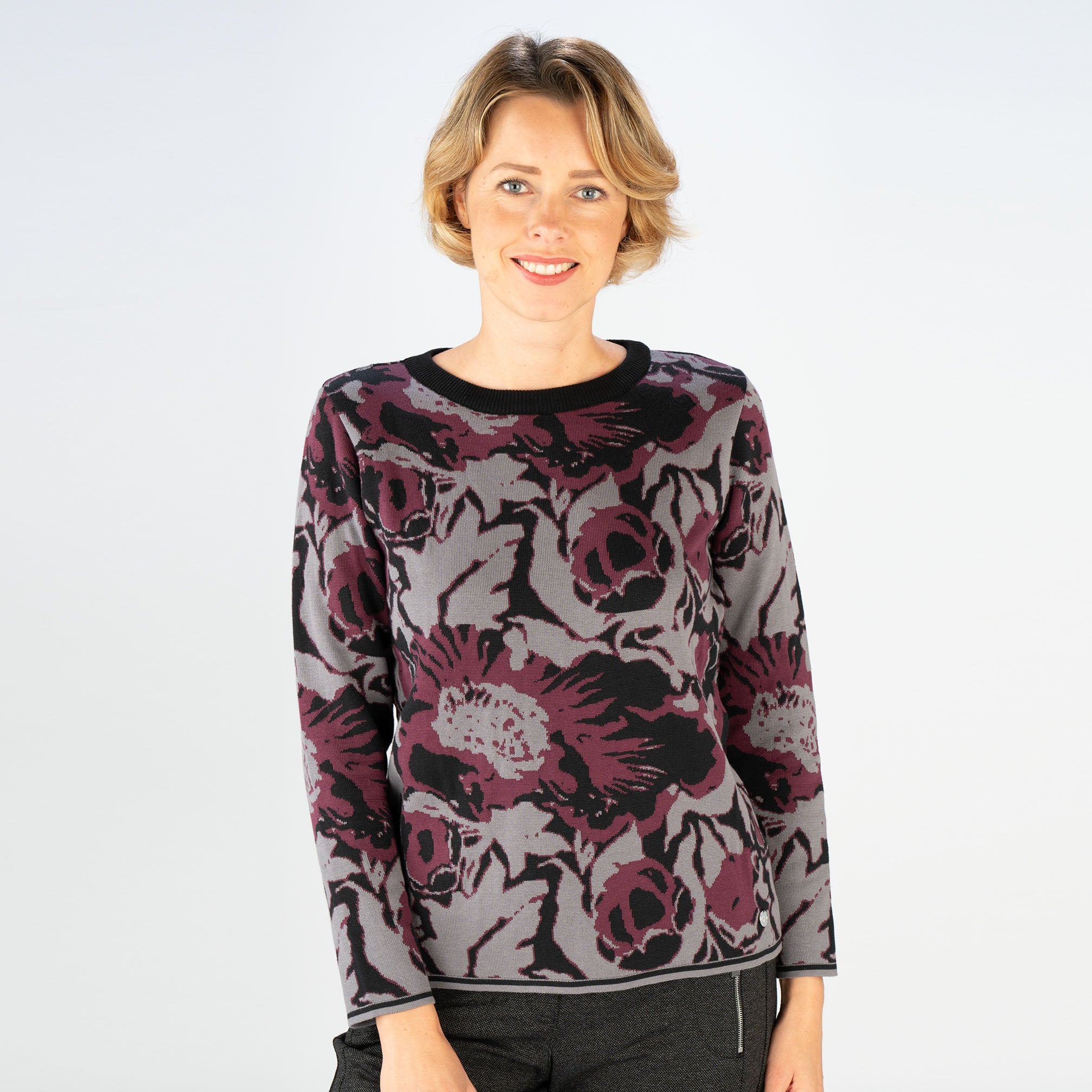 Strickpullover - Flower Jacquard