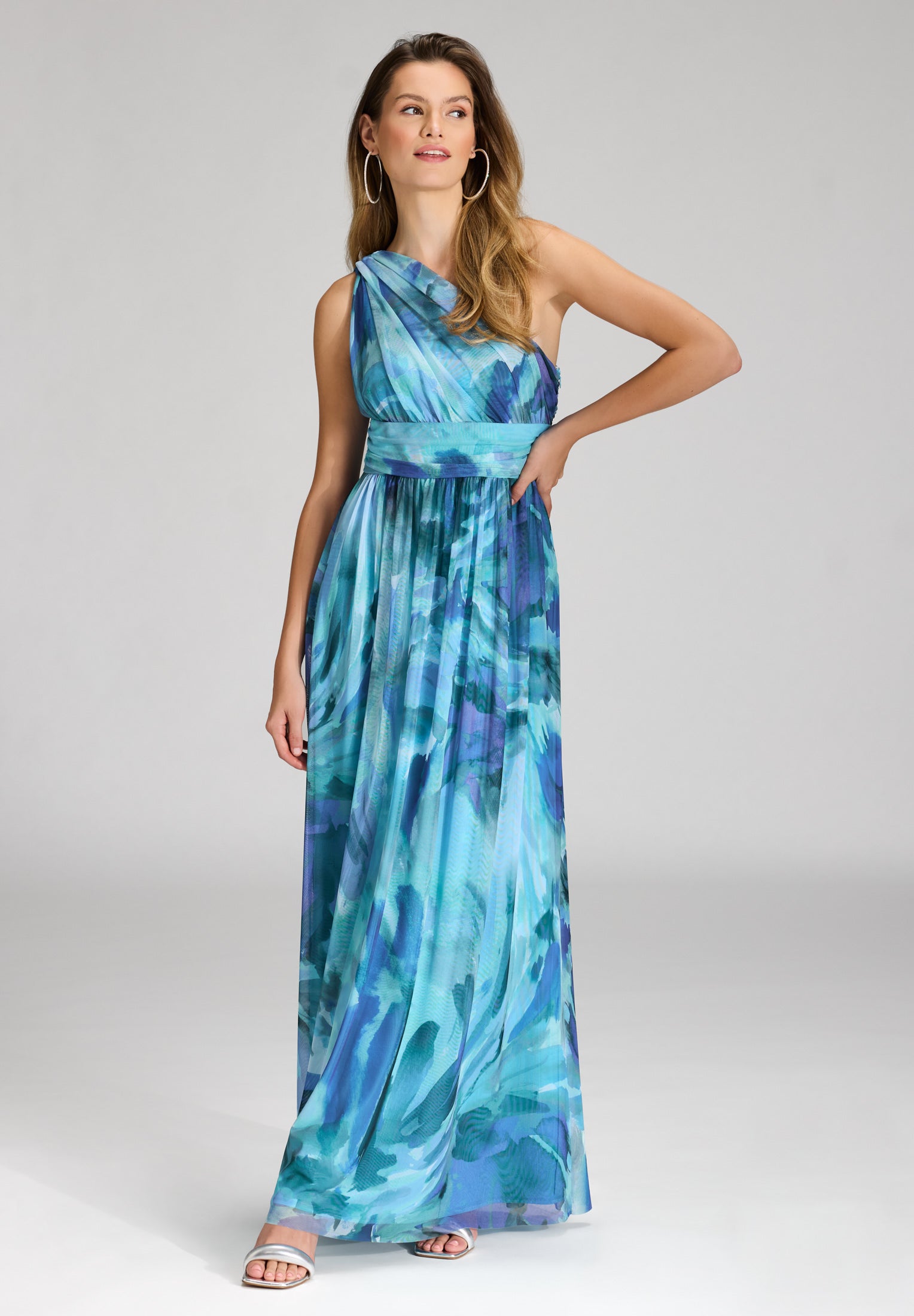 Abendkleid - One Shoulder - Mesh