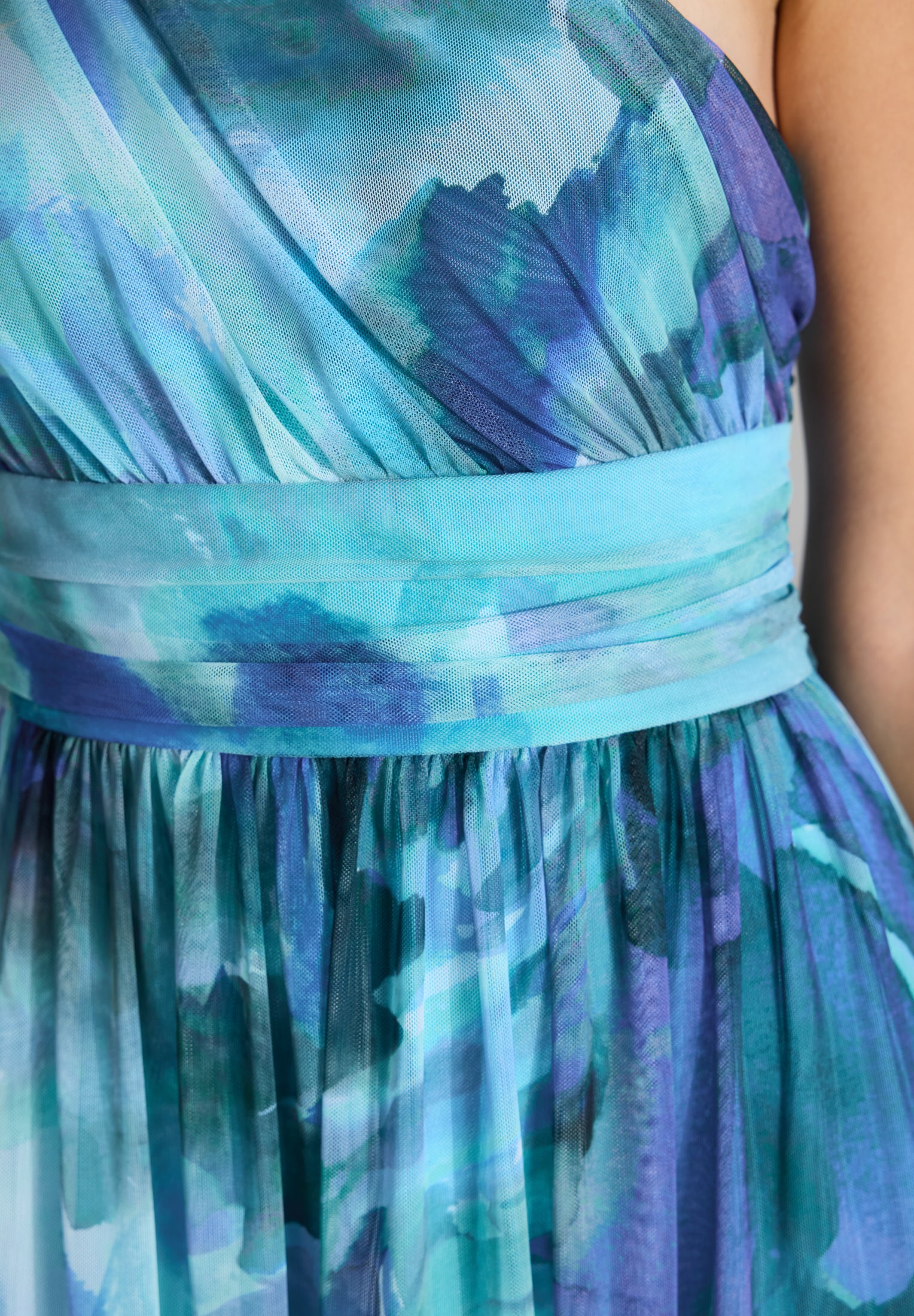 Abendkleid - One Shoulder - Mesh