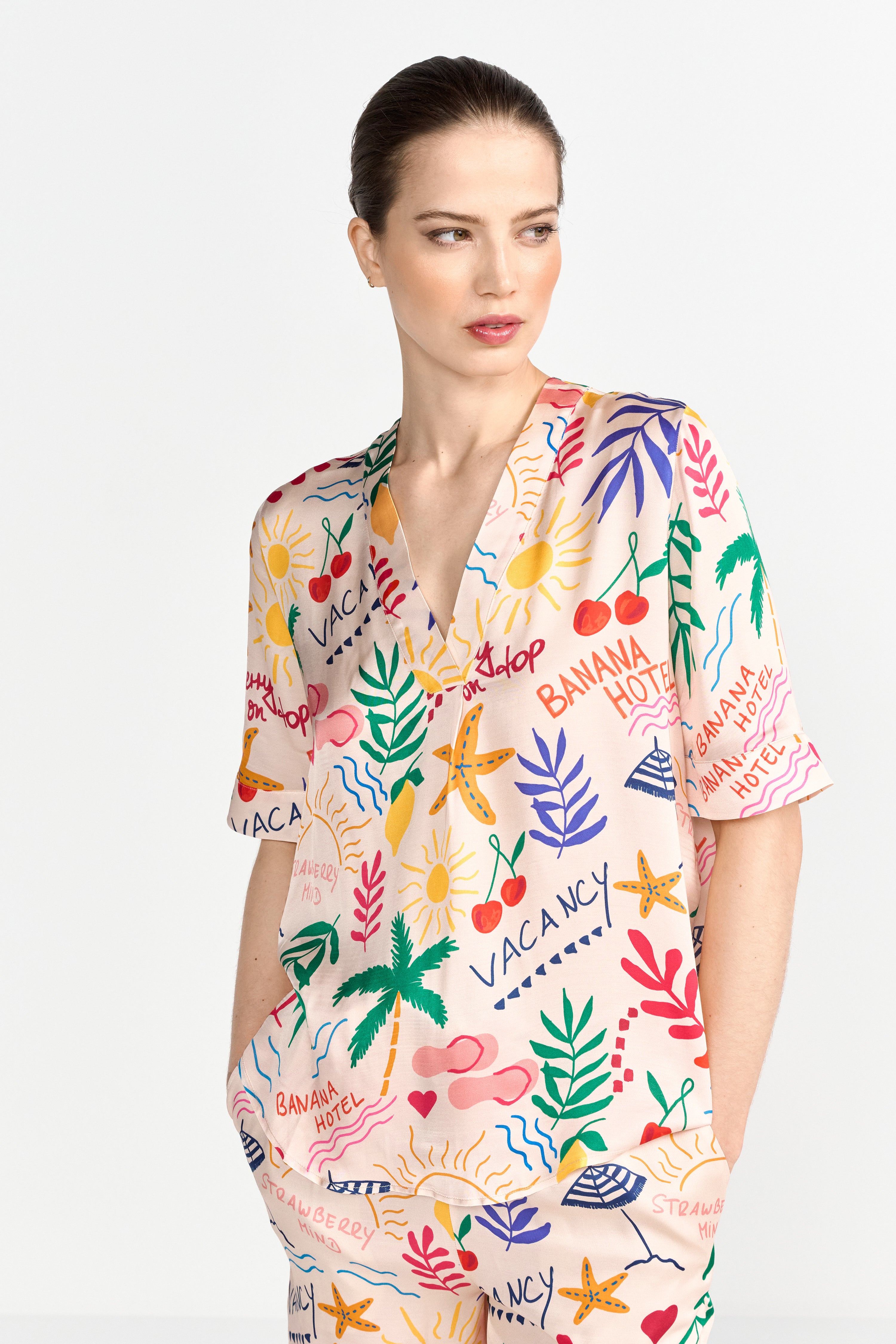 Schlupfbluse - V-Neck