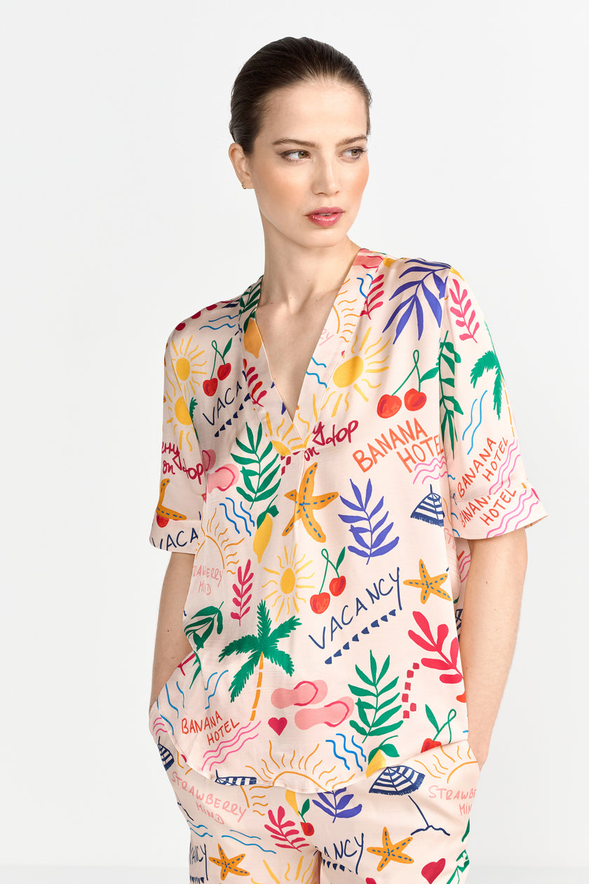 Schlupfbluse - V-Neck