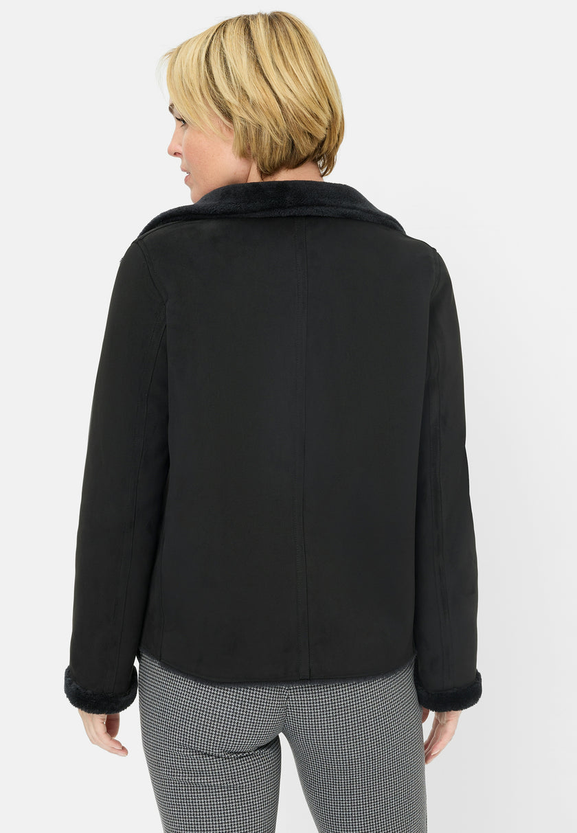 Webpelzjacke - Lederimitat