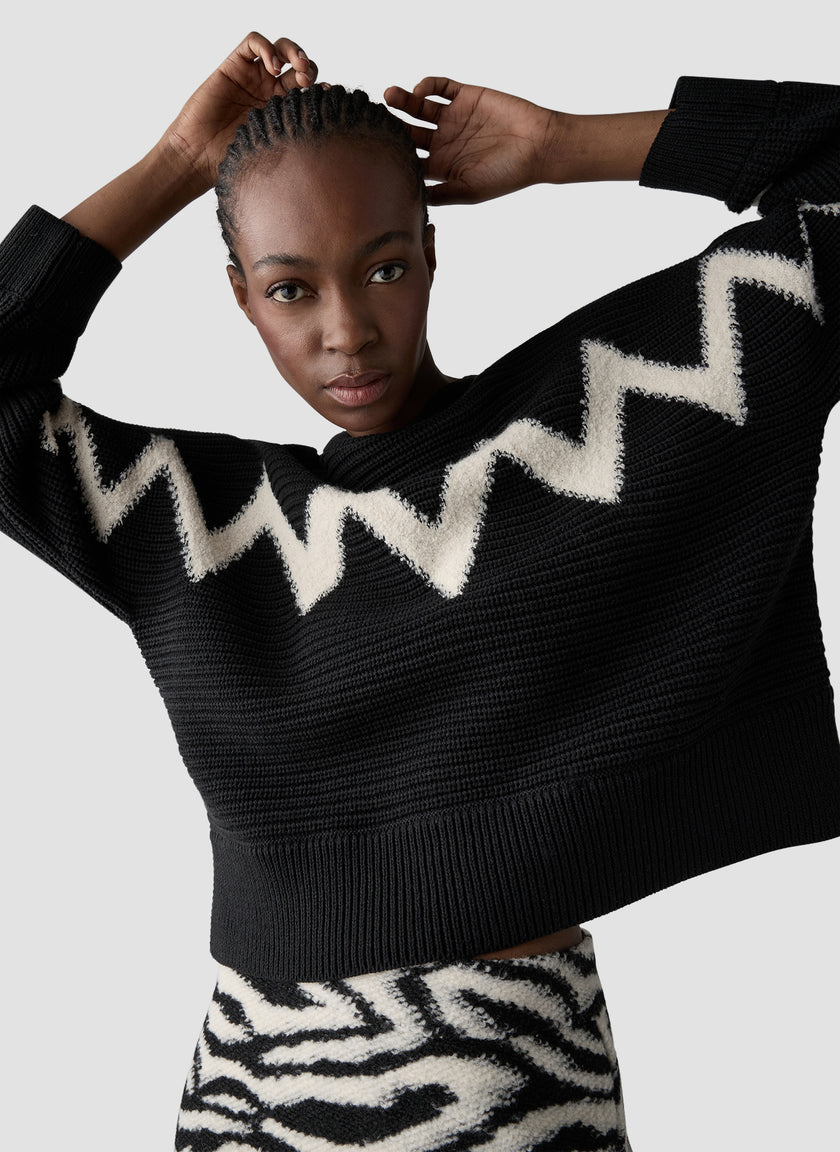 Strickpullover - Zebra Noir