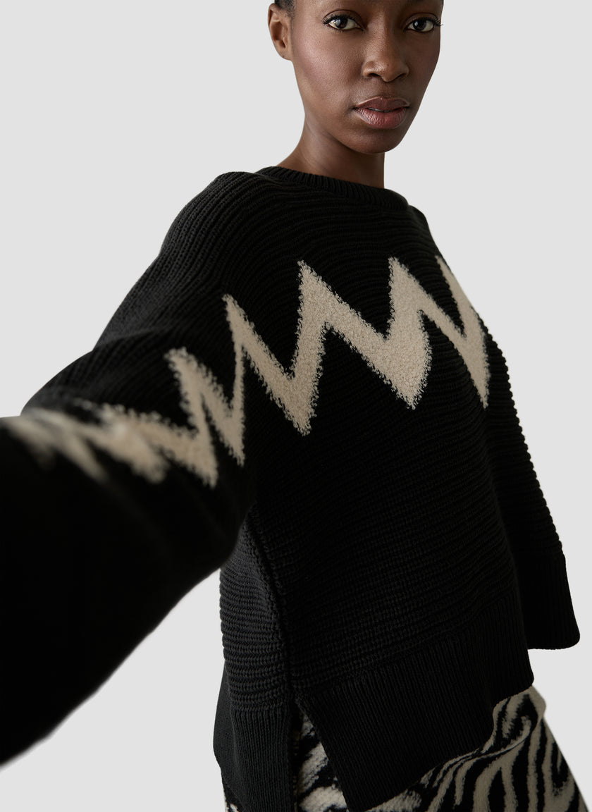 Strickpullover - Zebra Noir