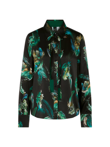 Seidenbluse - Federnprint
