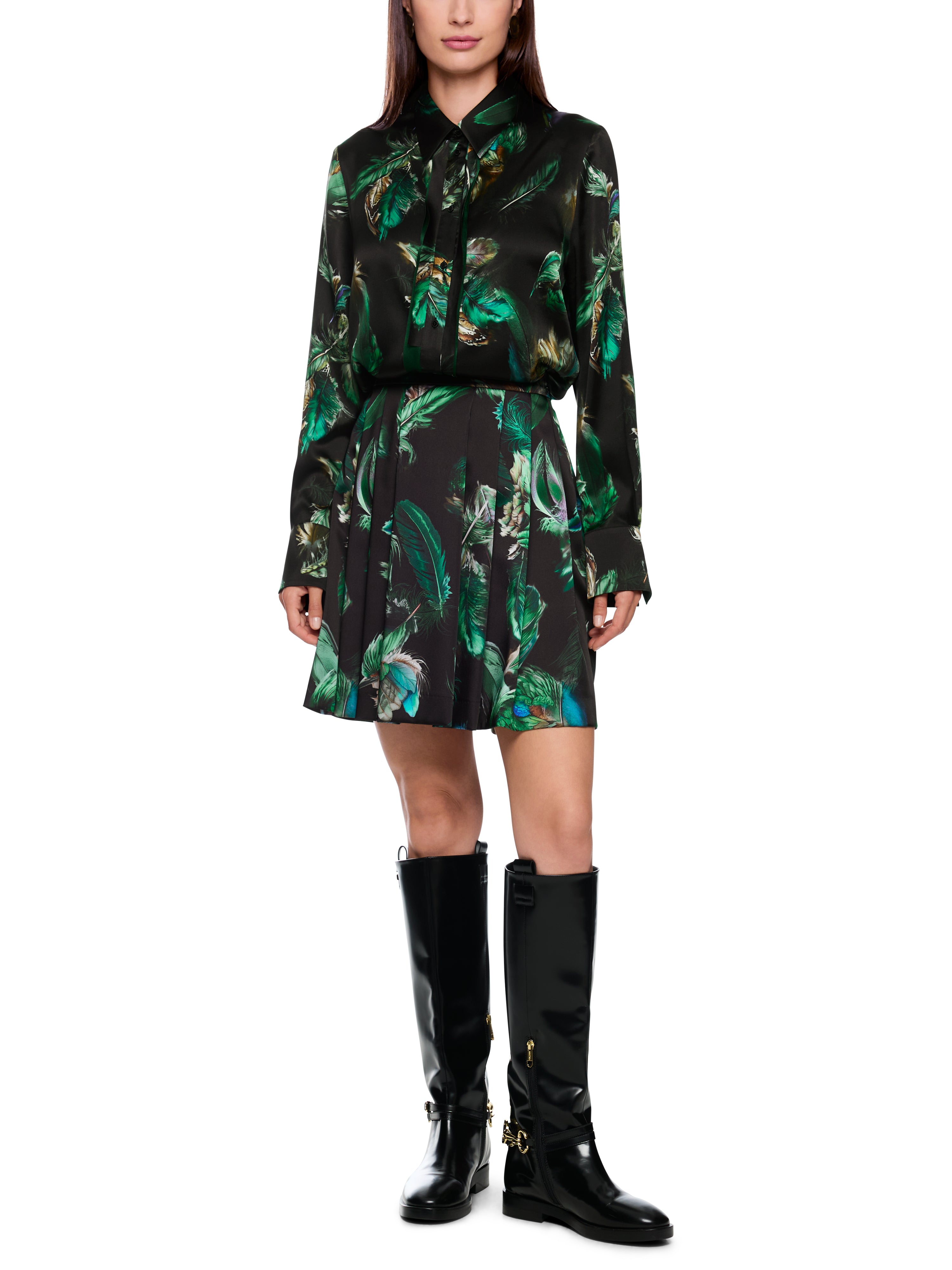 Seidenbluse - Federnprint