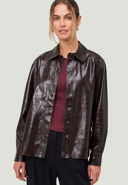 Hemdbluse - Lederlook