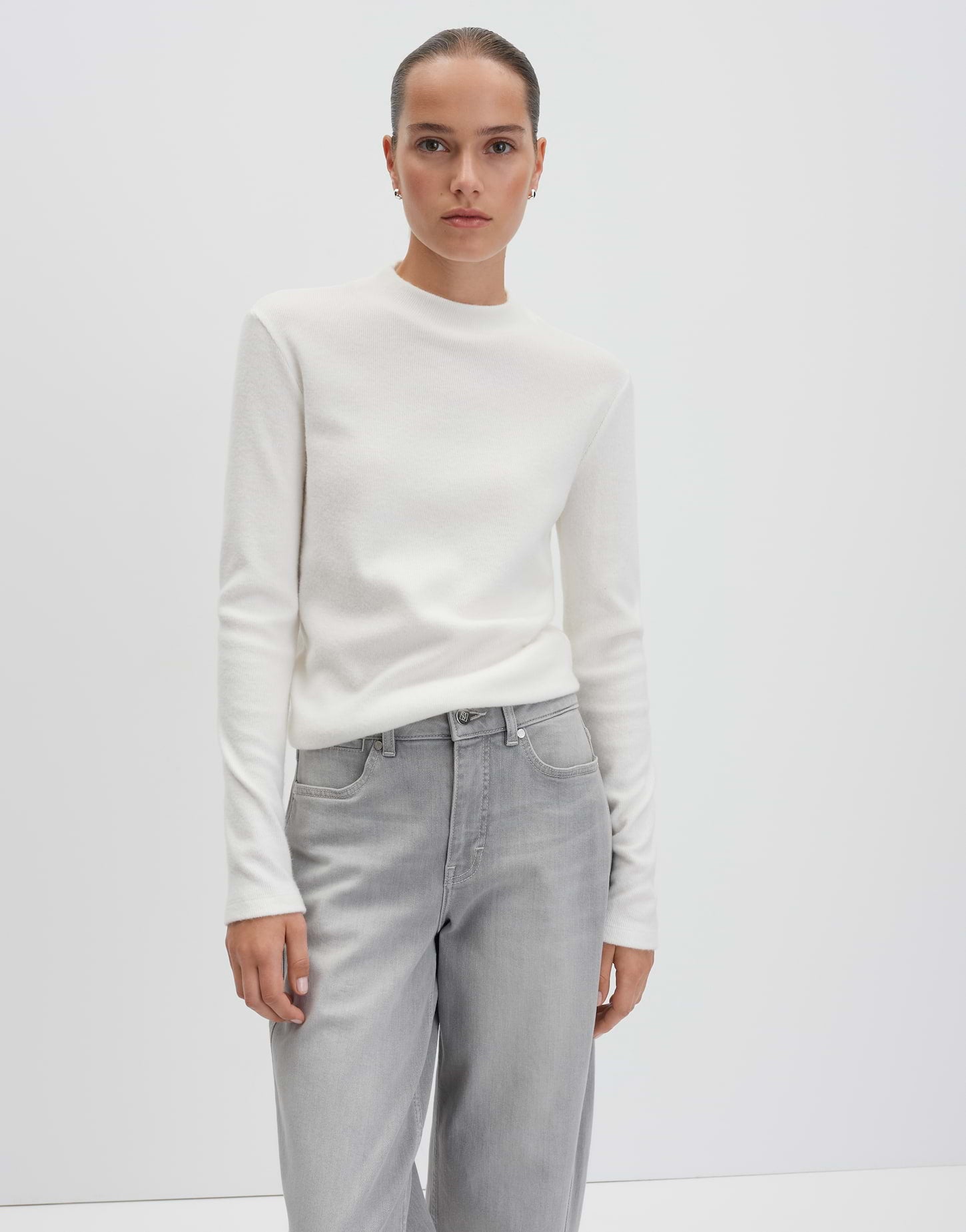 Langarmshirt - Stehkragen