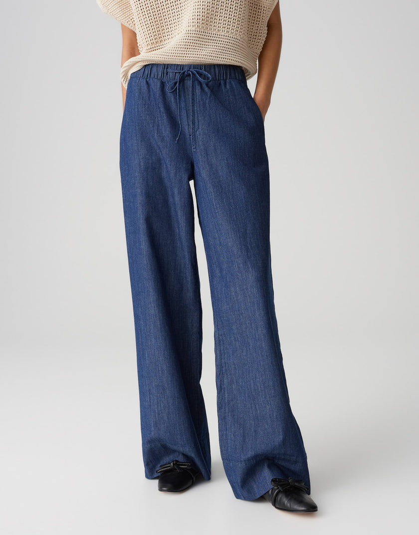Hose - wide Leg - Melane denim