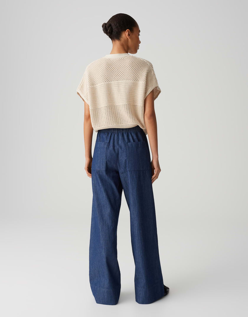 Hose - wide Leg - Melane denim