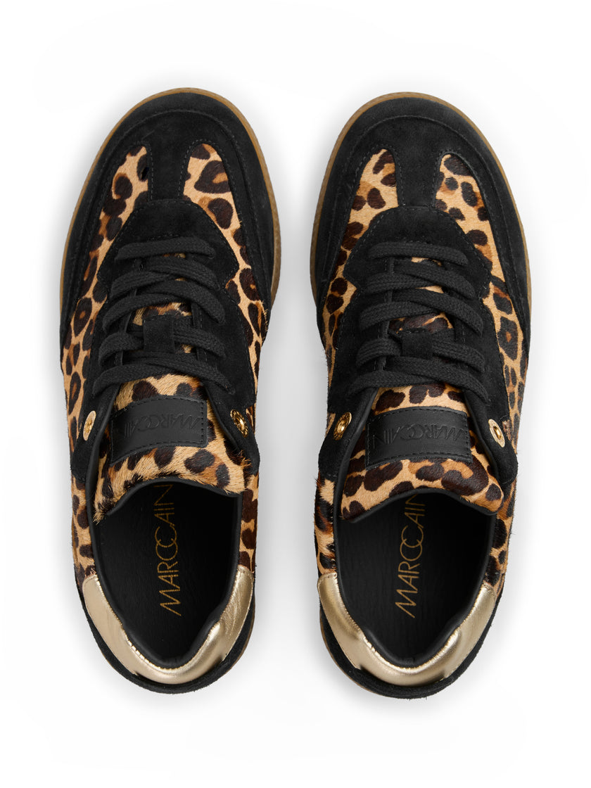 Leder-Sneaker - Leo-Felloptik