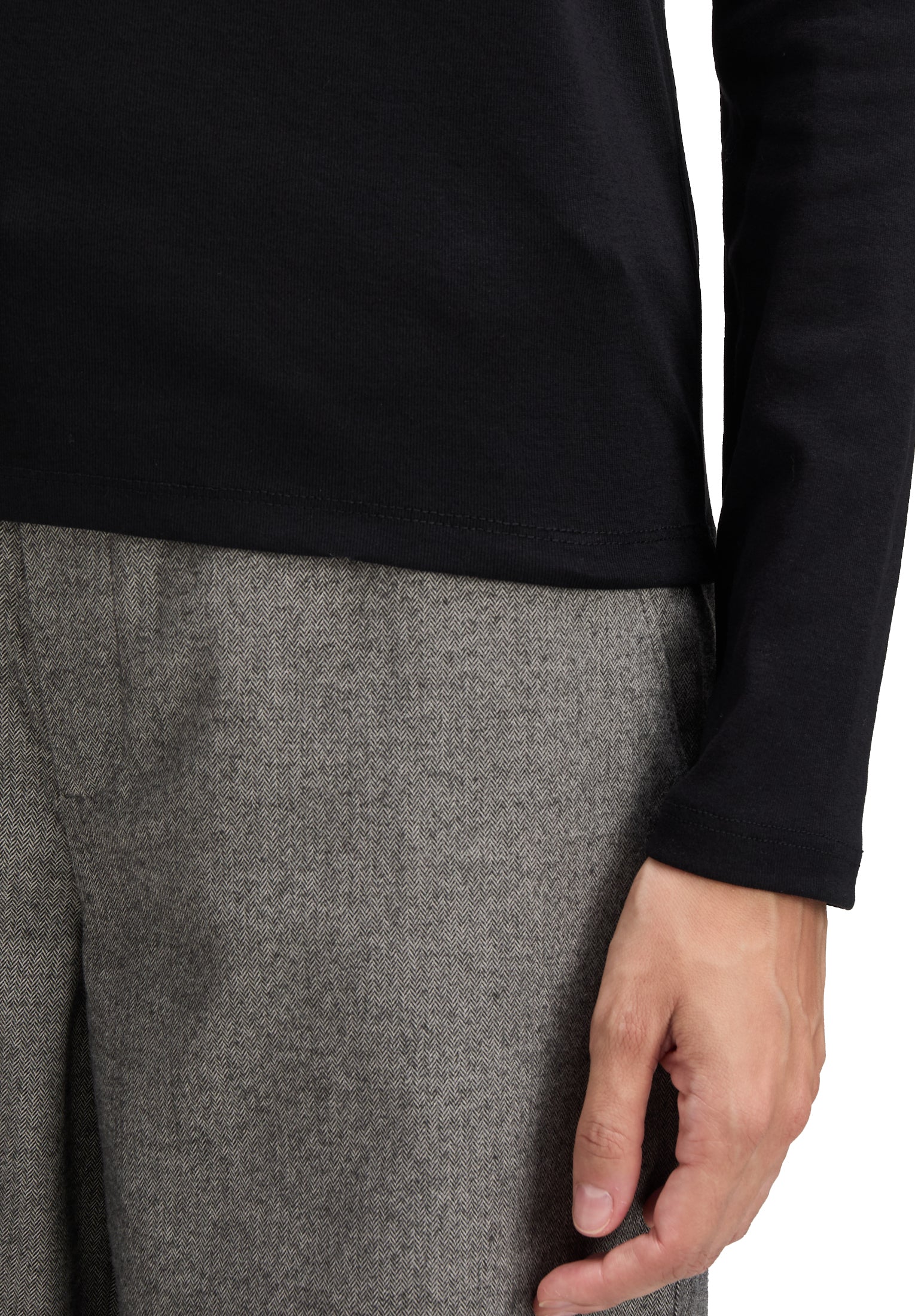 Langarmshirt - Stehkragen