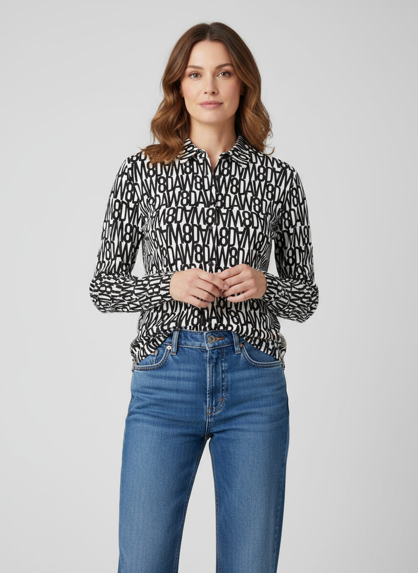 Bluse - Allover-Logoprint