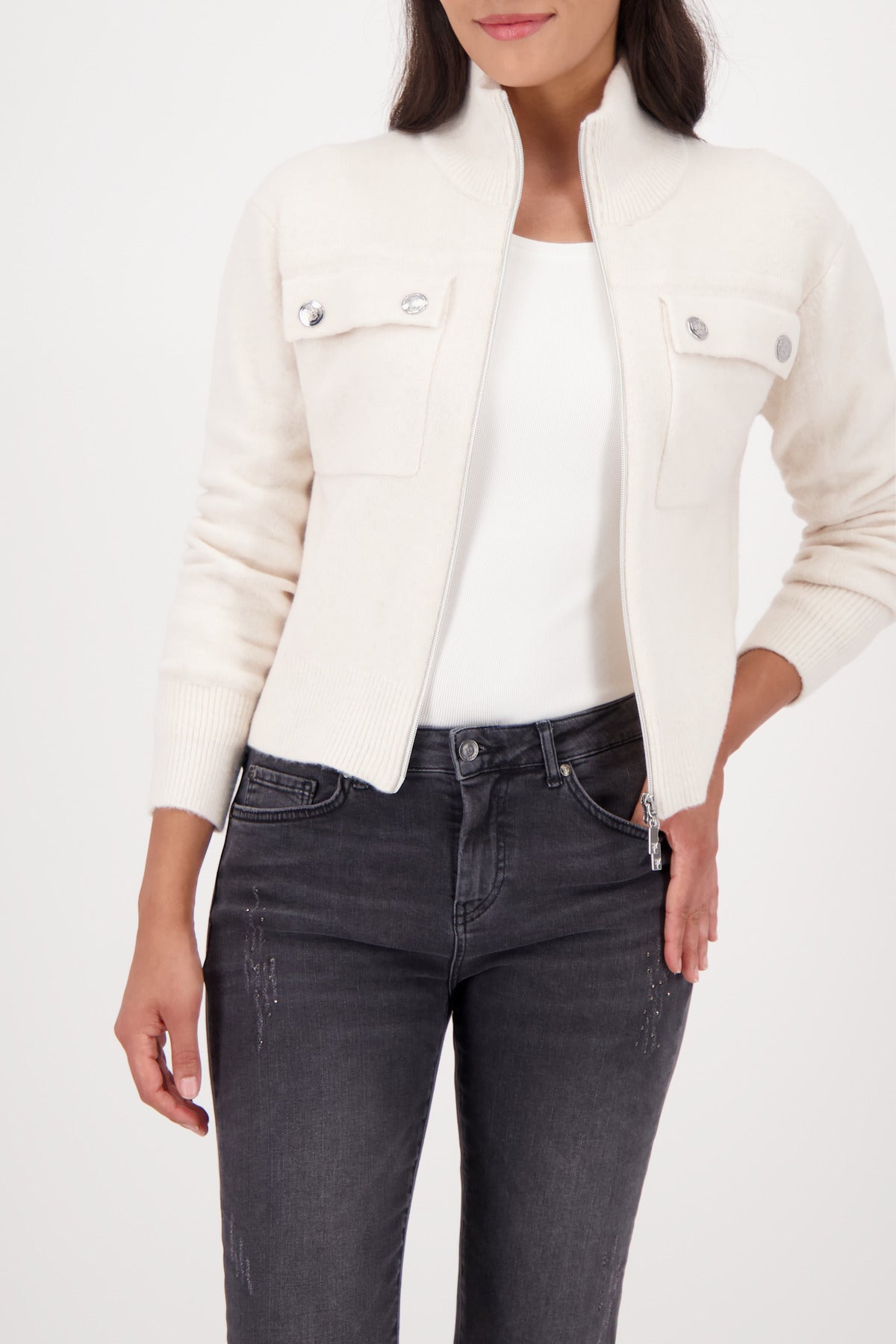 Strickjacke - Stehkragen