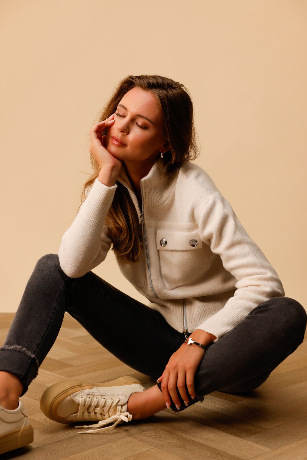 Strickjacke - Stehkragen