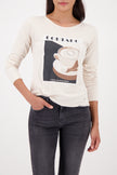 Langarmshirt - Cappuccino-Aufdruck