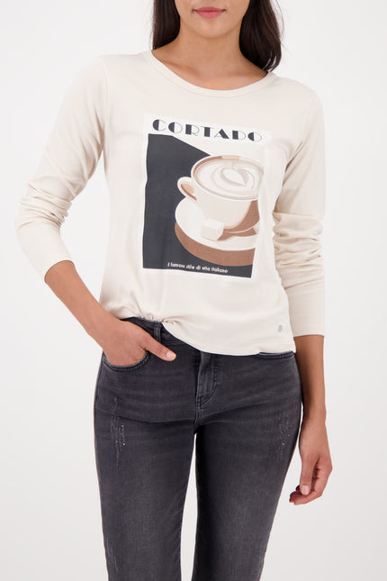 Langarmshirt - Cappuccino-Aufdruck
