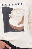 Langarmshirt - Cappuccino-Aufdruck