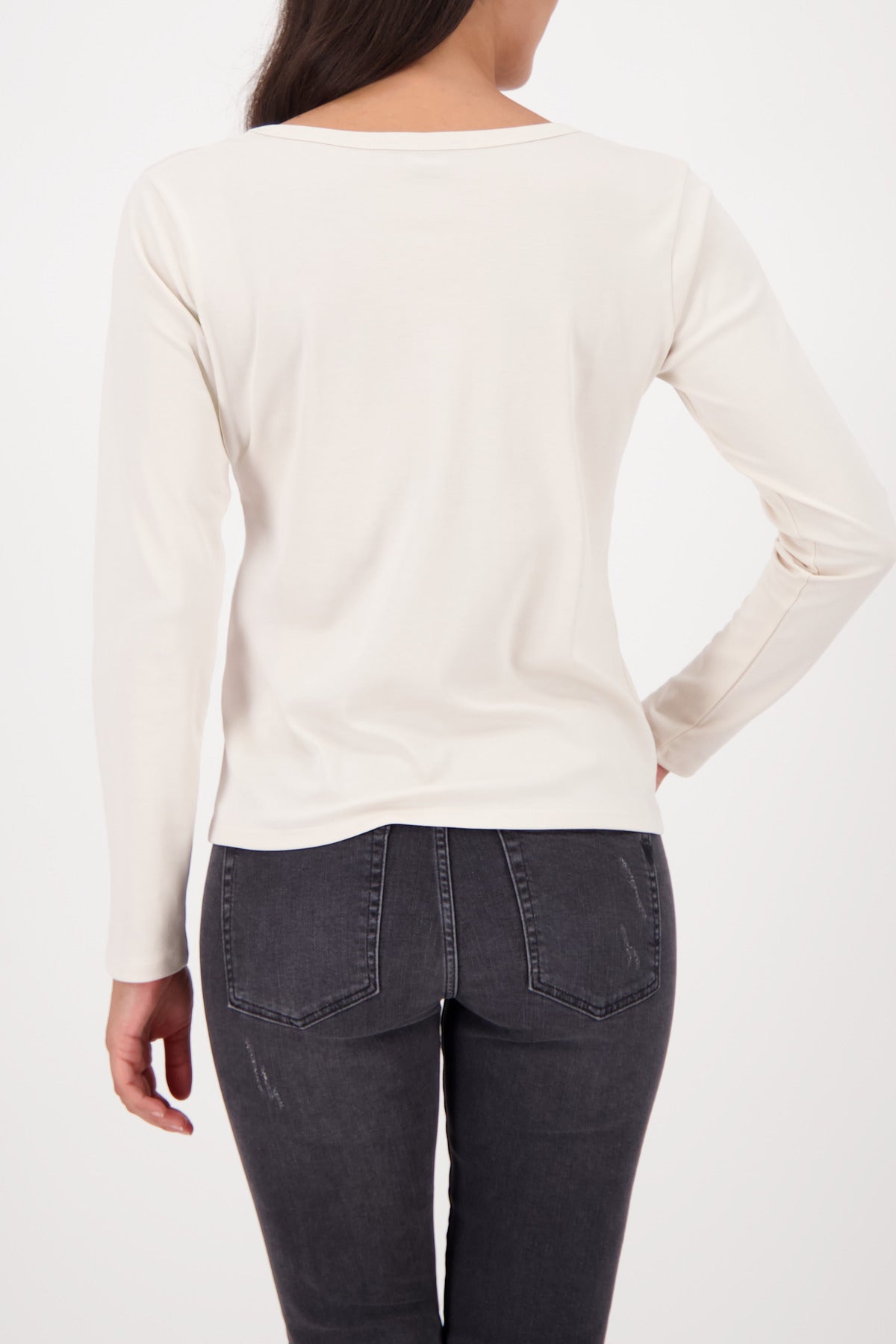 Langarmshirt - Cappuccino-Aufdruck