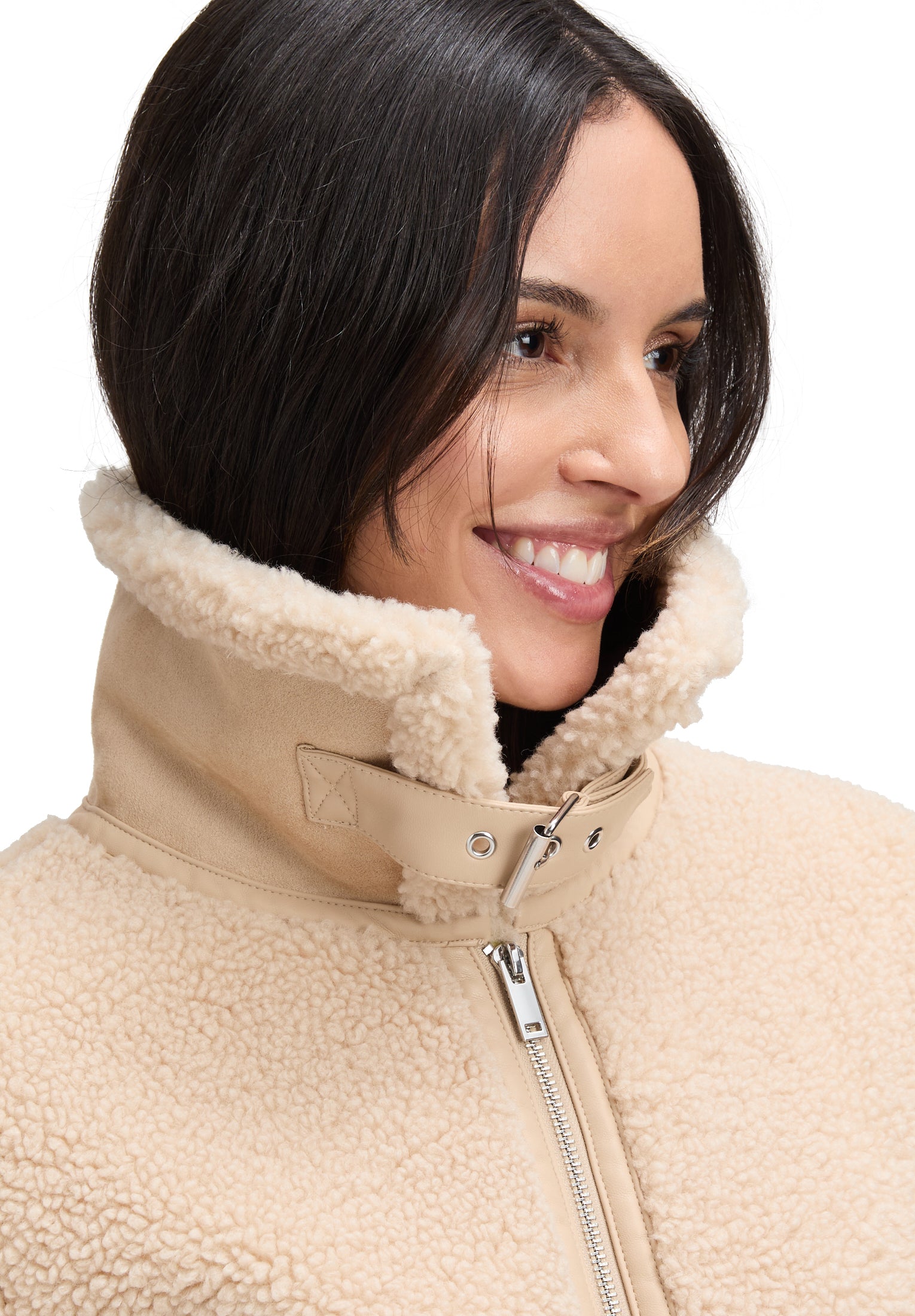 Plüschjacke - Stehkragen