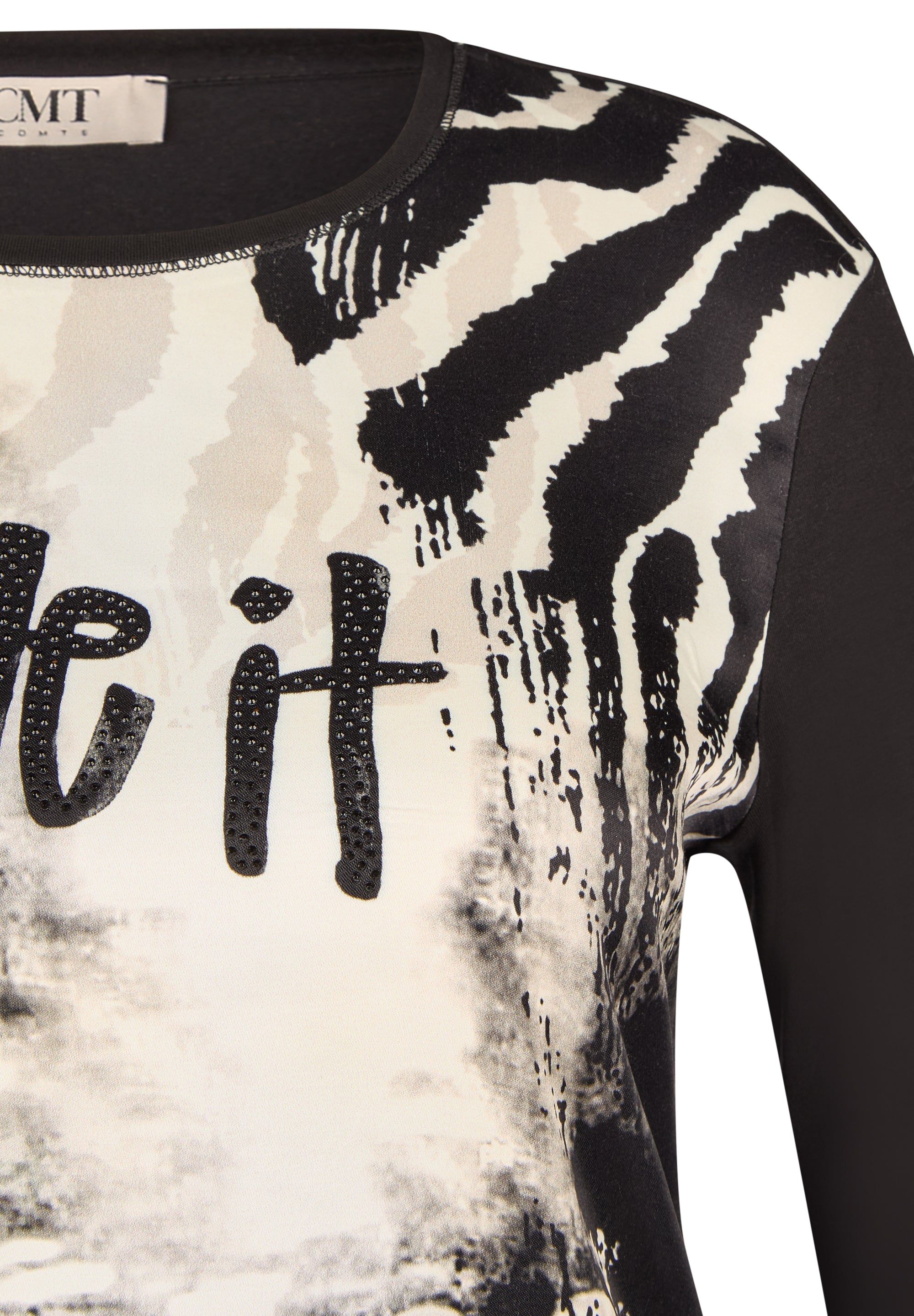 Langarmshirt - Zebra Noir