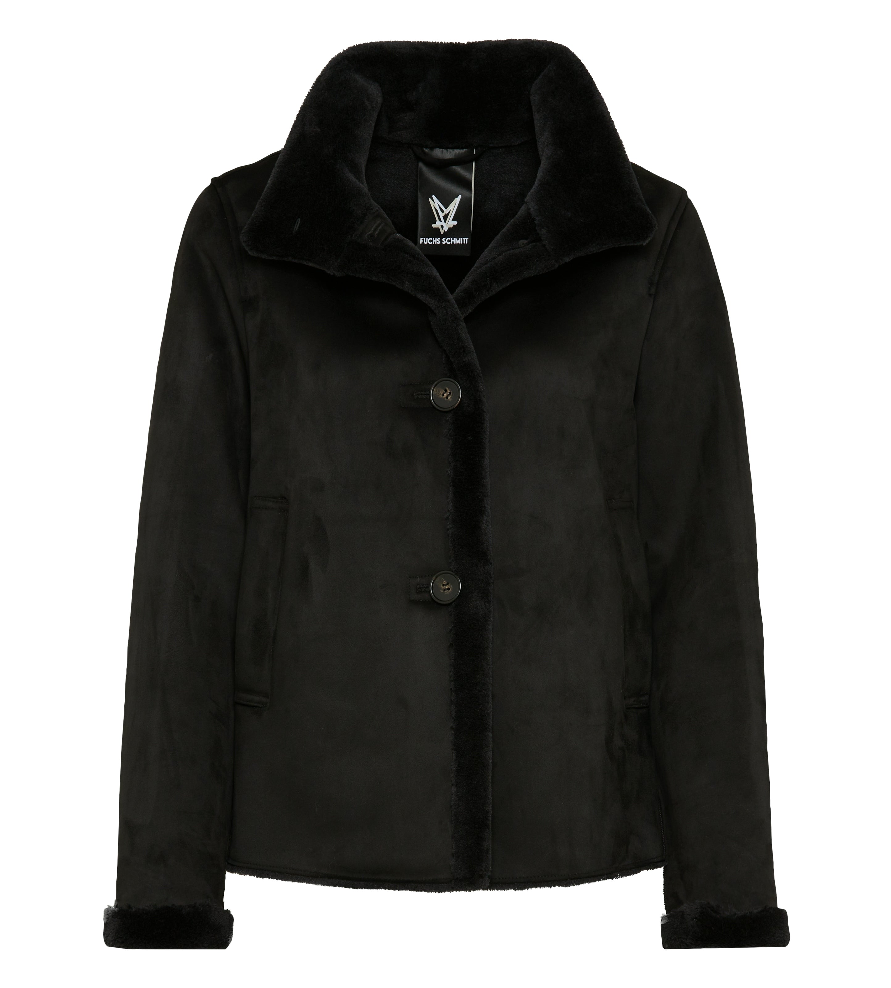 Webpelzjacke - Lederimitat