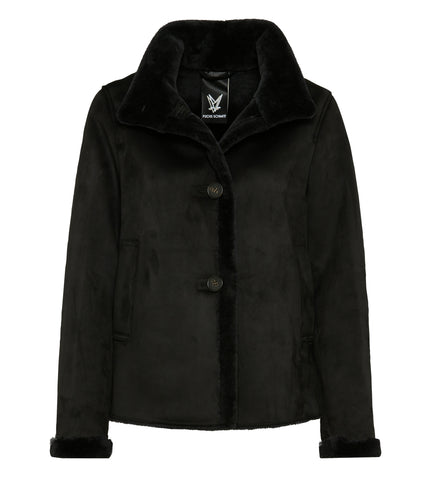 Webpelzjacke - Lederimitat