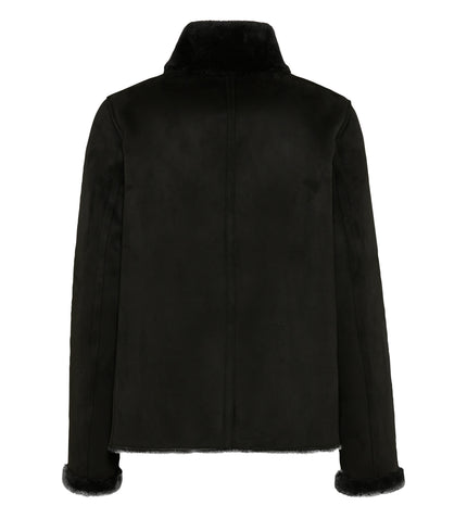 Webpelzjacke - Lederimitat