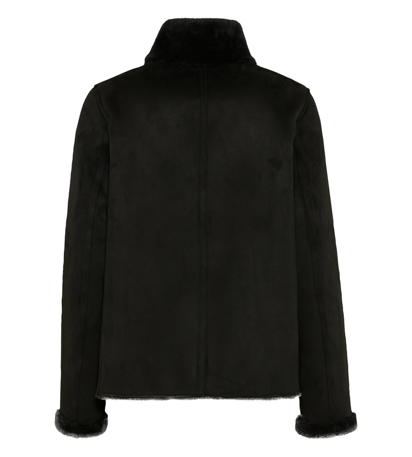 Webpelzjacke - Lederimitat