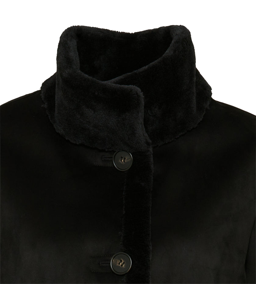 Webpelzjacke - Lederimitat