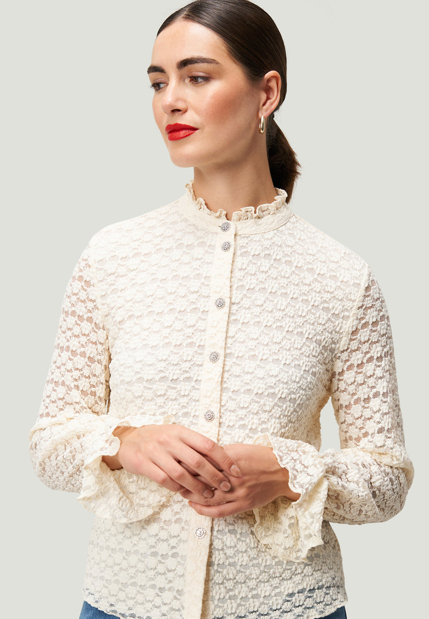 Spitzenbluse - tailliert