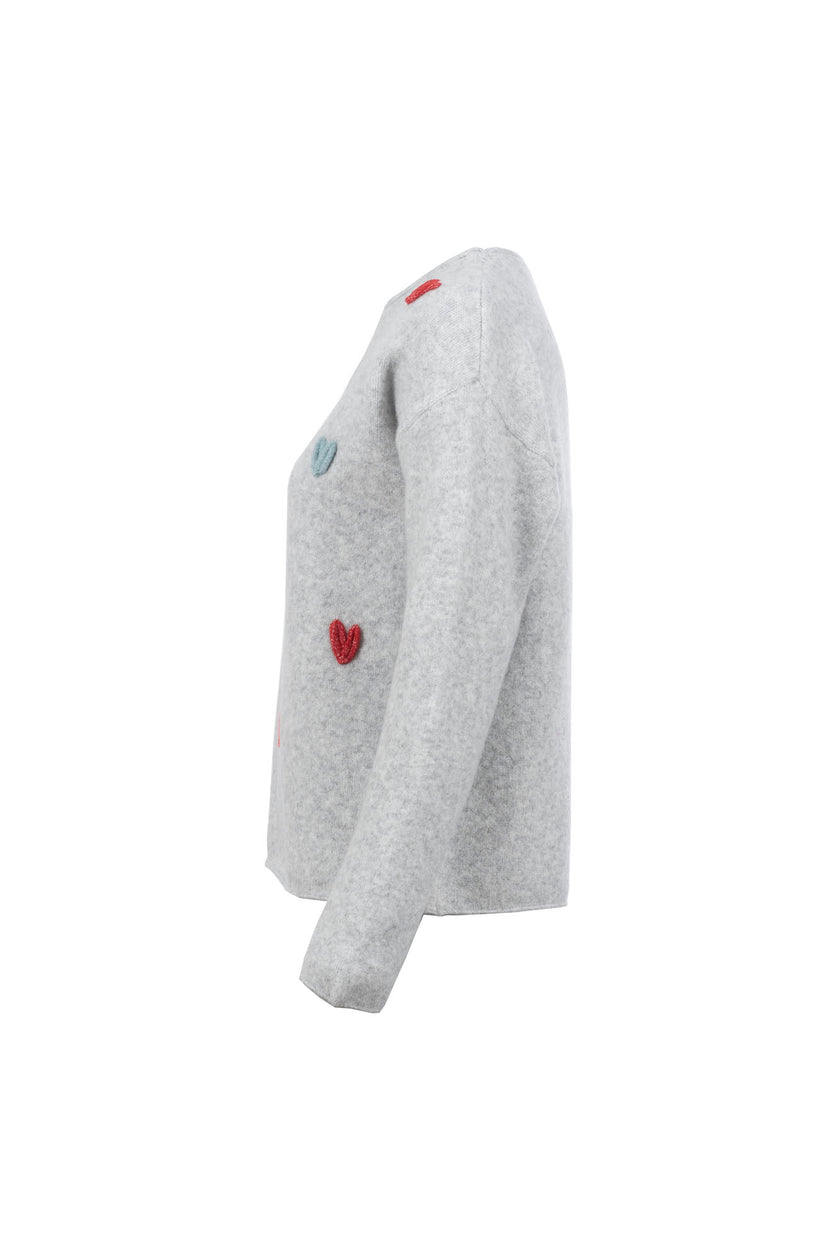 Strickpullover - Herzchen-Applikation