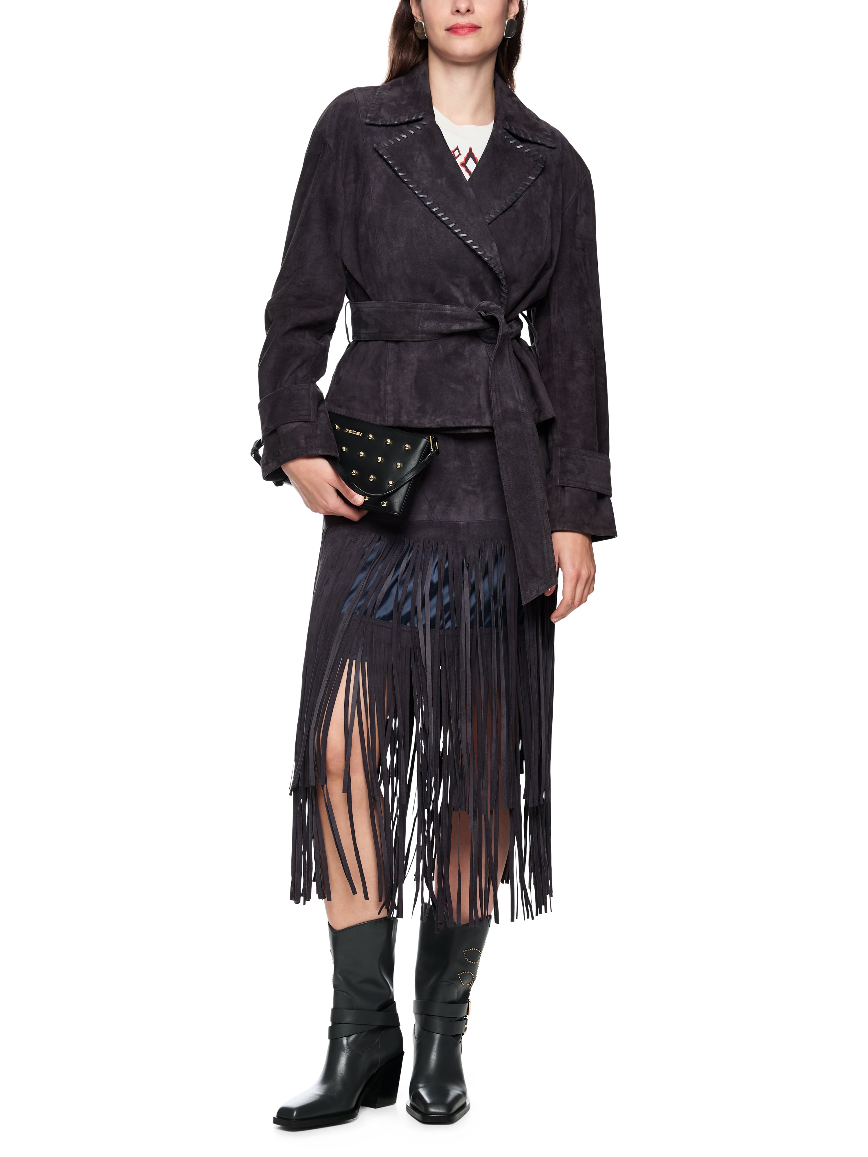 Echtlederjacke - Gürtel