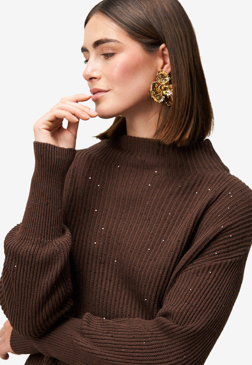 Strickpullover - Paillettenbesatz