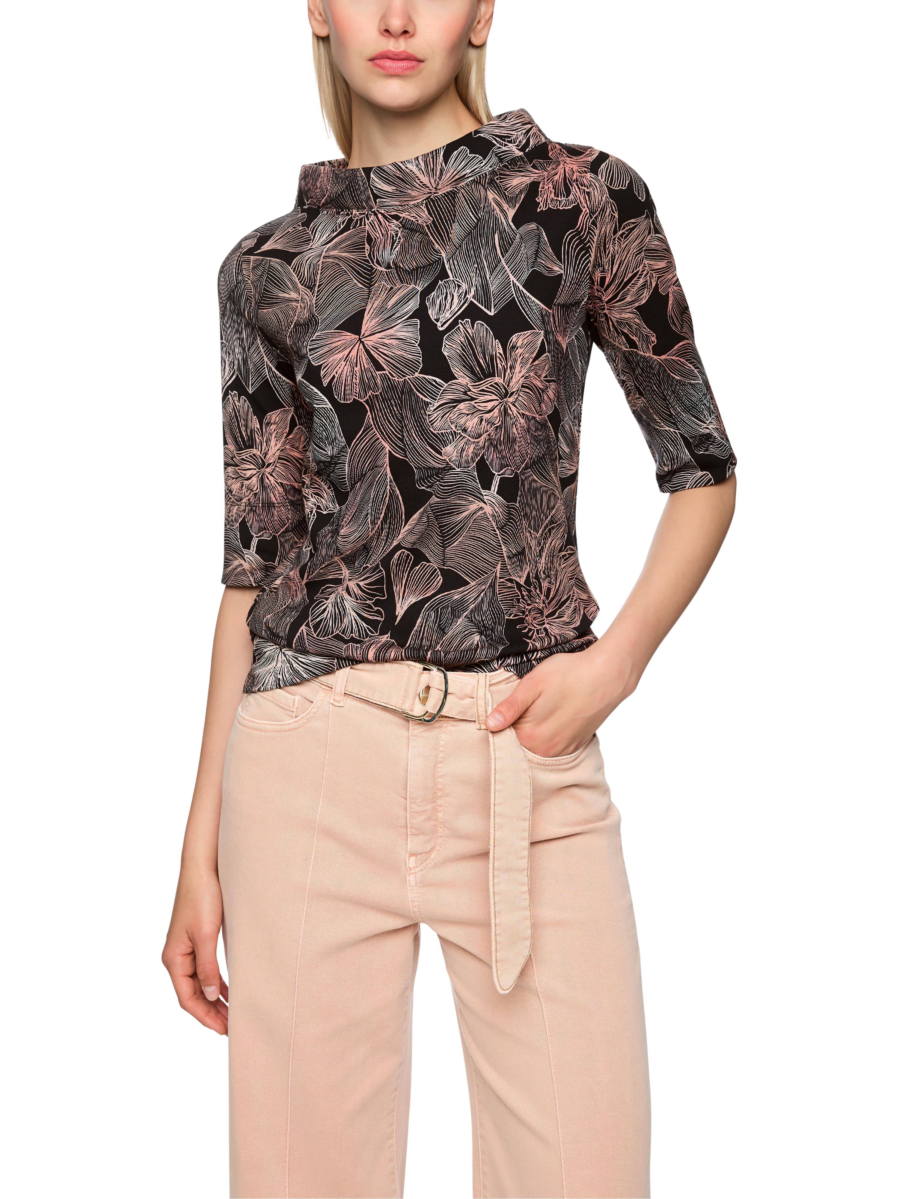 Halbarm-Shirt - Blumenprint