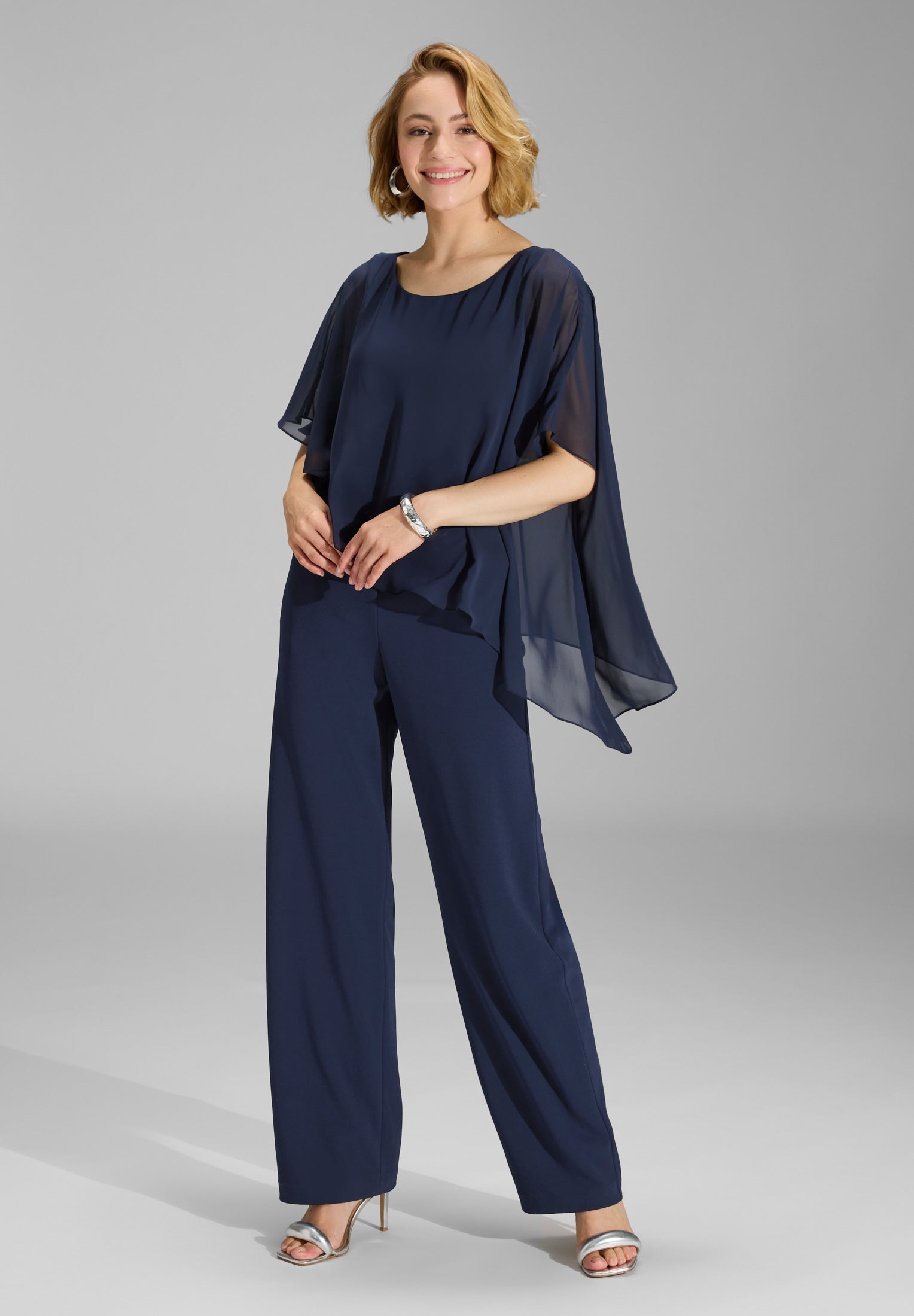 Jumpsuit -  Jersey mit Chiffon Überwurf