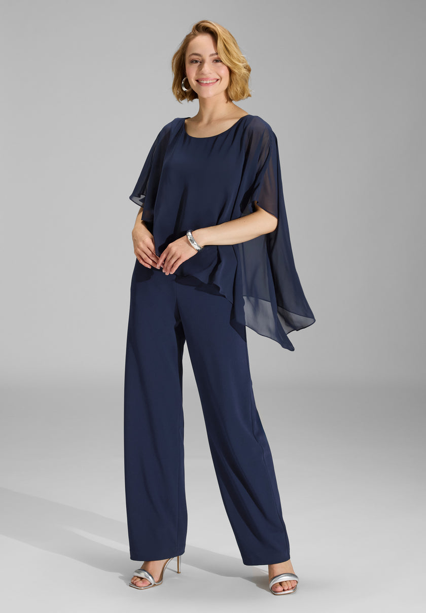 Jumpsuit -  Jersey mit Chiffon Überwurf