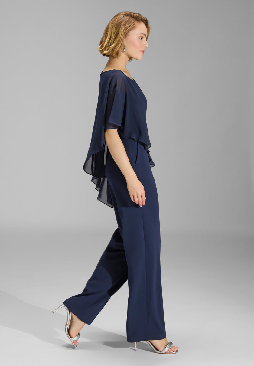 Jumpsuit -  Jersey mit Chiffon Überwurf