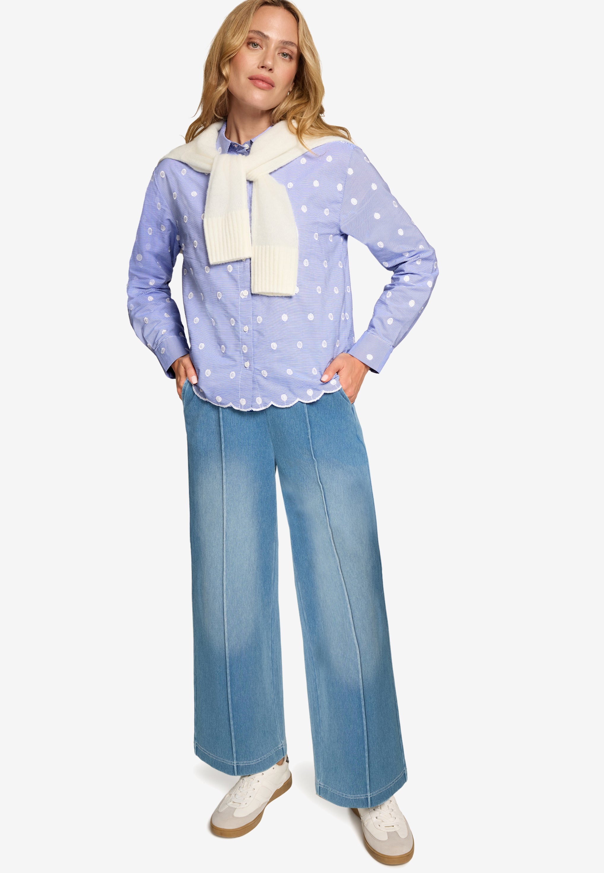 Bluse - Streifen und Stickerei