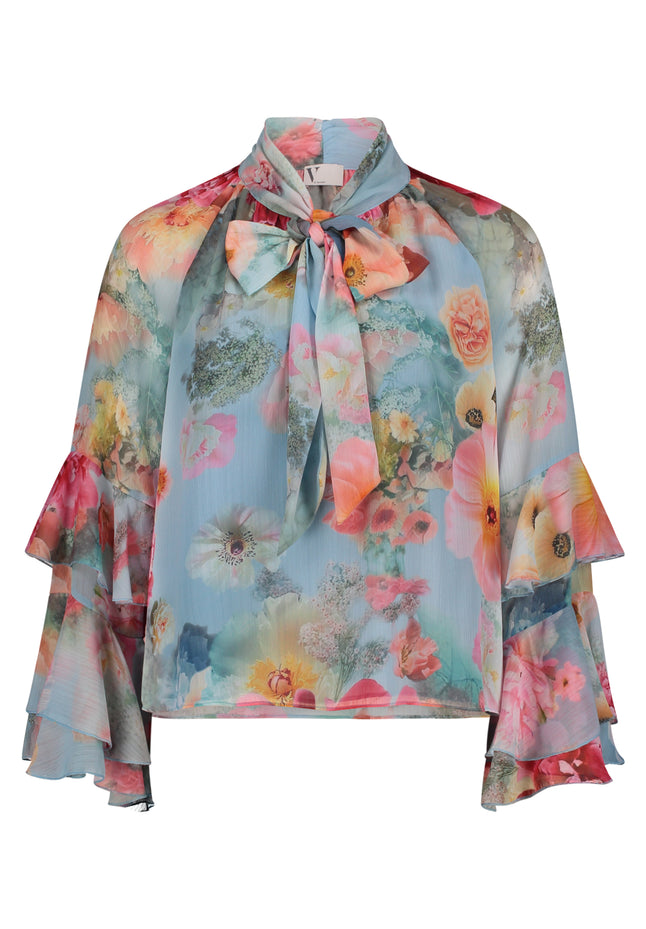 Chiffonbluse - Vollantärmel