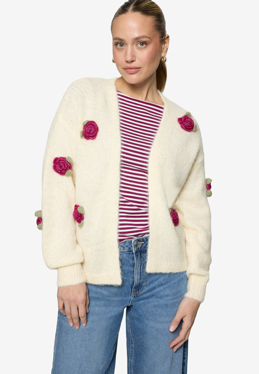 Strickjacke - 3D Blumen