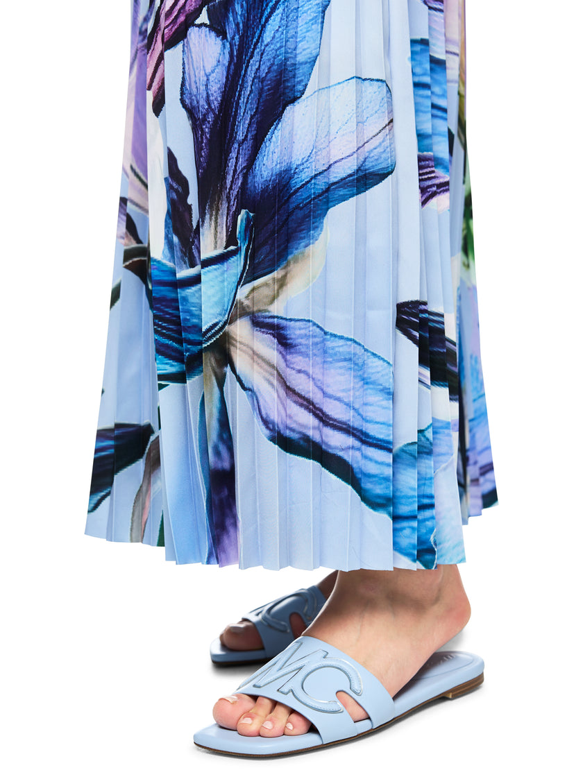Plissierter Midirock - Lilienprint