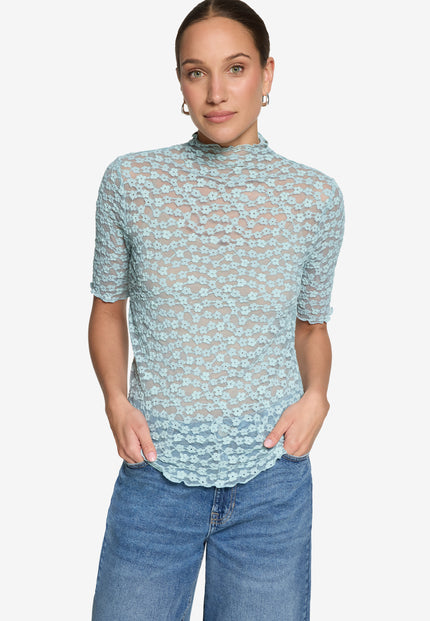 Spitzenshirt - Stehkragen