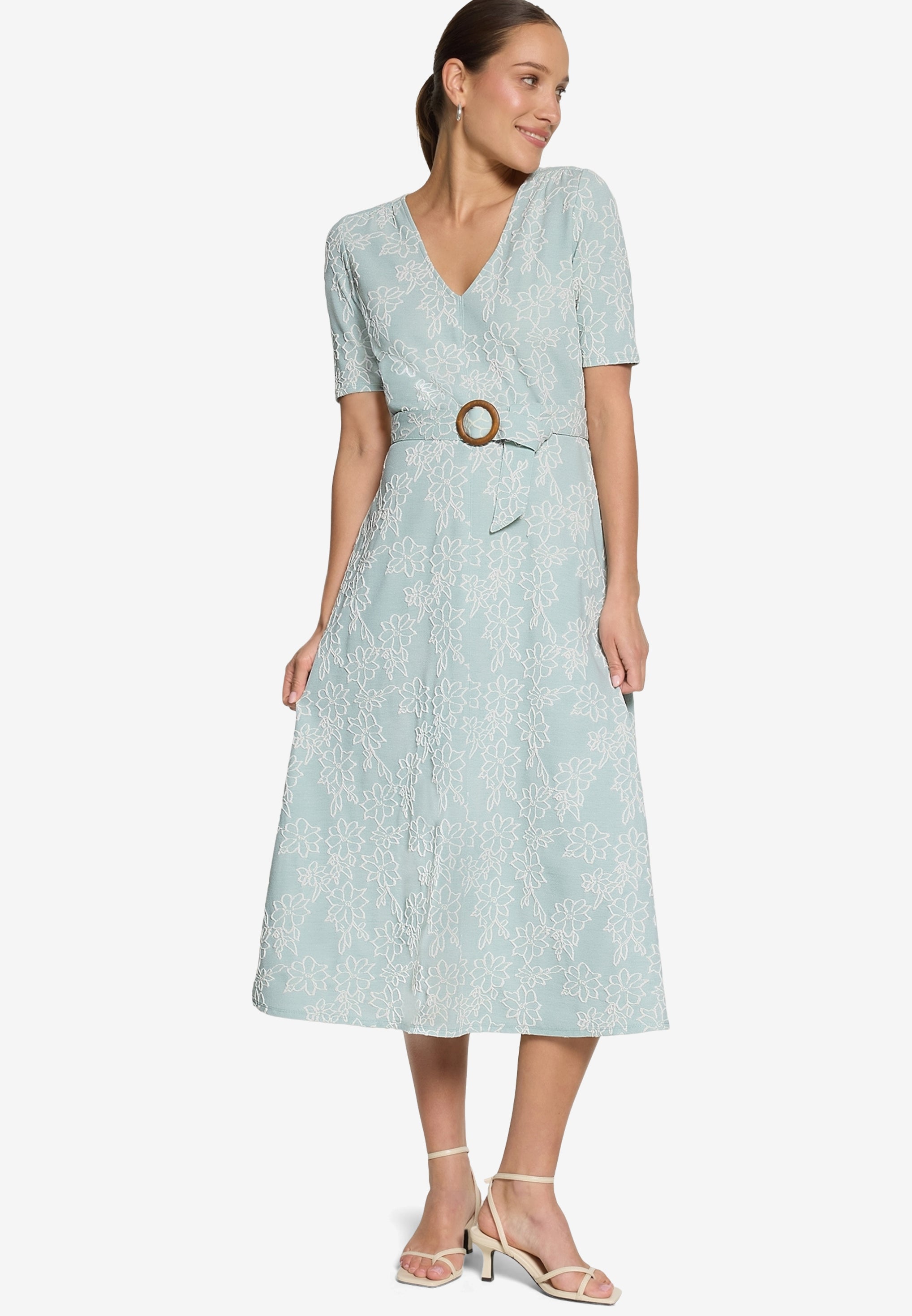 Midikleid - Blumen-Stickerei