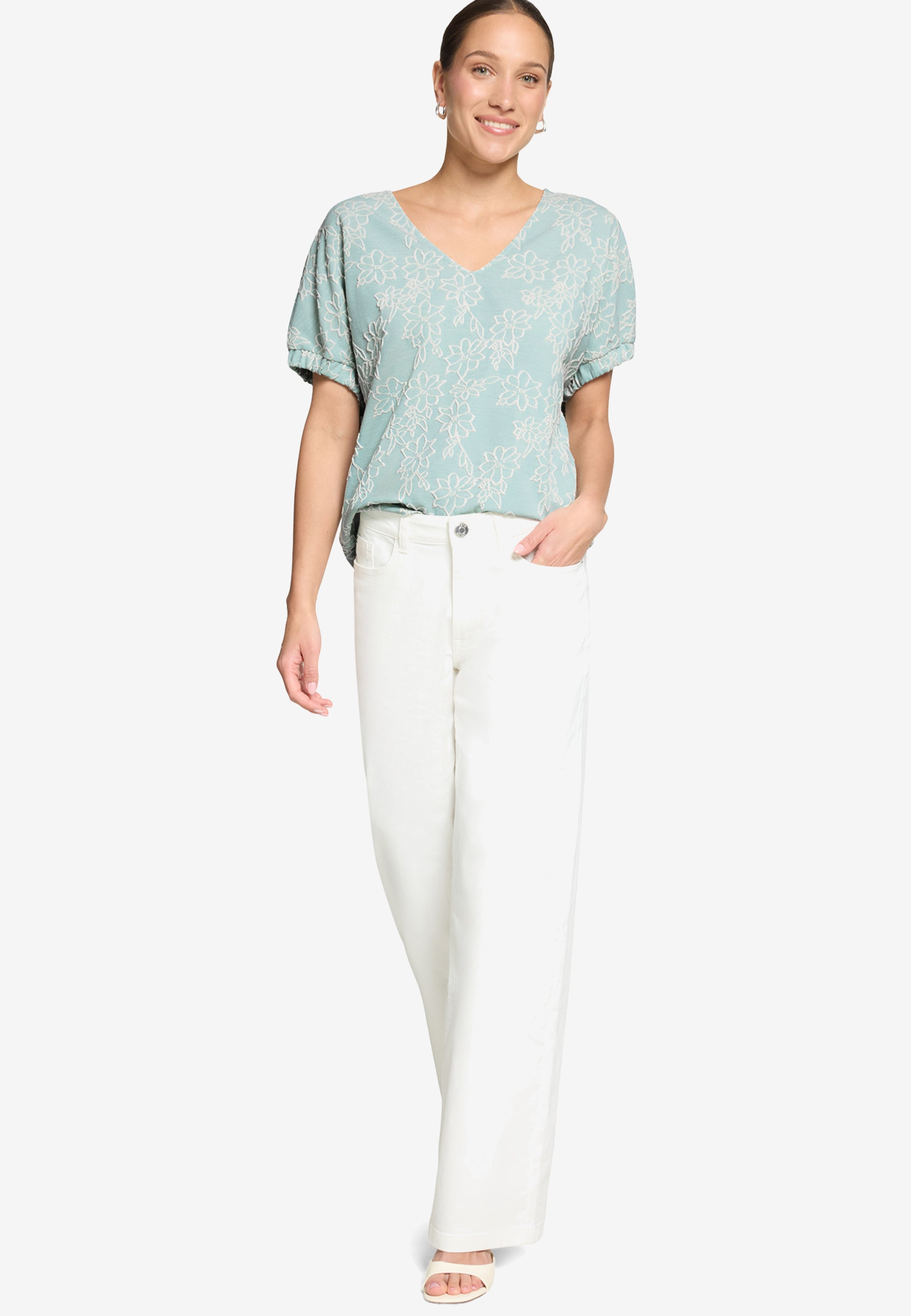 Shirt - Blumen-Stickerei